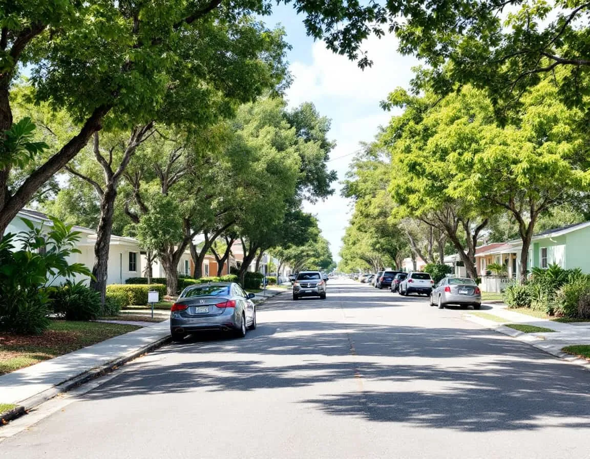 single-family homes on a quiet South Florida residential street in Margate, Florida